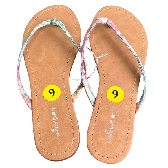 UNIONBAY Shoes Union Bay Sandals Flip Flops Watercolor Thong Size 9 Women Nwt Pink Lavender